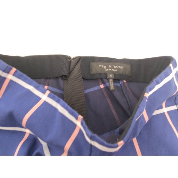 Rag & Bone Simone Cotton High Rise  Blue Plaid Slim Cropped Pants Size 4 - Picture 10 of 16